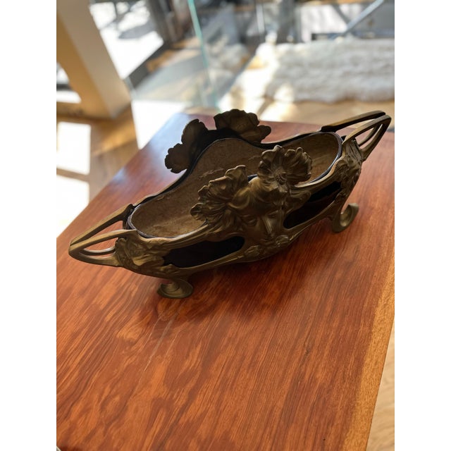 Antique Bronze and Cobalt Glazed Jardiniere, Art Nouveau, Vase, Cachepot For Sale In New York - Image 6 of 8