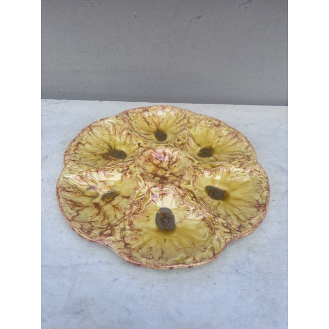 Mid-Century Ceramic Yellow Oyster Plate Vallauris.