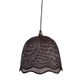 Rattan & Wicker Webbing Beehive Hanging Lamp, 1930s For Sale