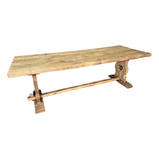 Large French Bleachers Oak Farmhouse Dining Table, 1925 For Sale