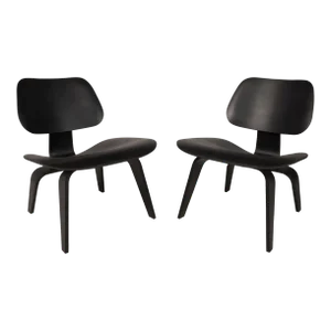 Reimagined Ebonized Herman Miller Lcw Lounge Chairs by Charles & Ray Eames, Usa - a Pair