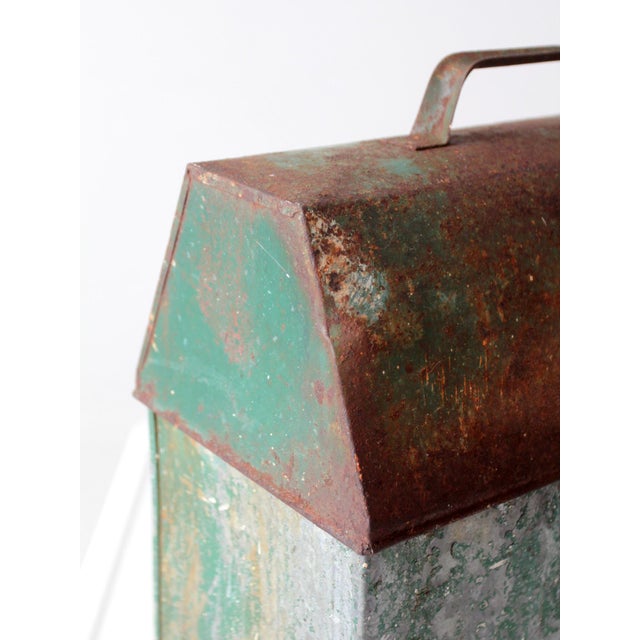 Mid-Century Green Galvanized Metal Toolbox For Sale - Image 12 of 16