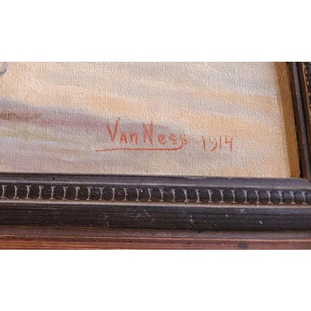 1910s Signed & Dated 1914 Oil Painting in Frame For Sale - Image 5 of 8