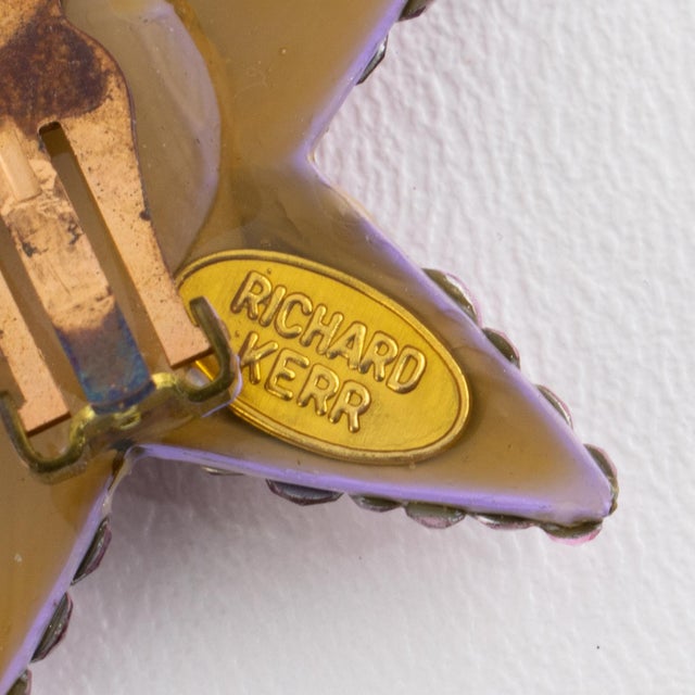 Richard Kerr Richard Kerr Pastel Pale Mauve Jeweled Star Clip-on Earrings For Sale - Image 4 of 8