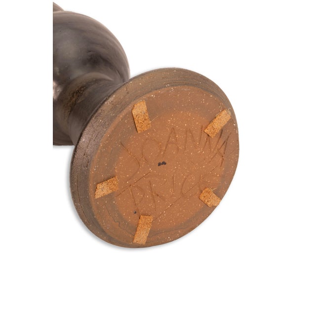 Joanna Price Signed Mid Century Gunmetal Ceramic Weed Pot For Sale In Detroit - Image 6 of 7