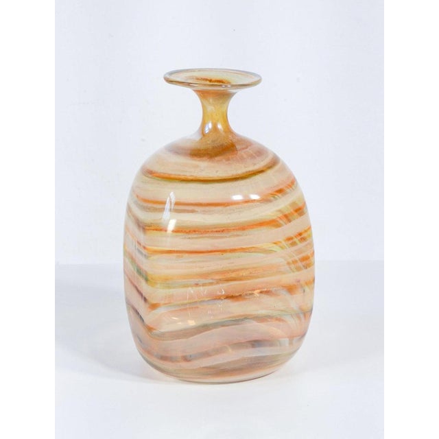 Vase, bottle in polychrome blown glass, probably of scandinavian origin. Signed on the bottom origin scandinavia period...