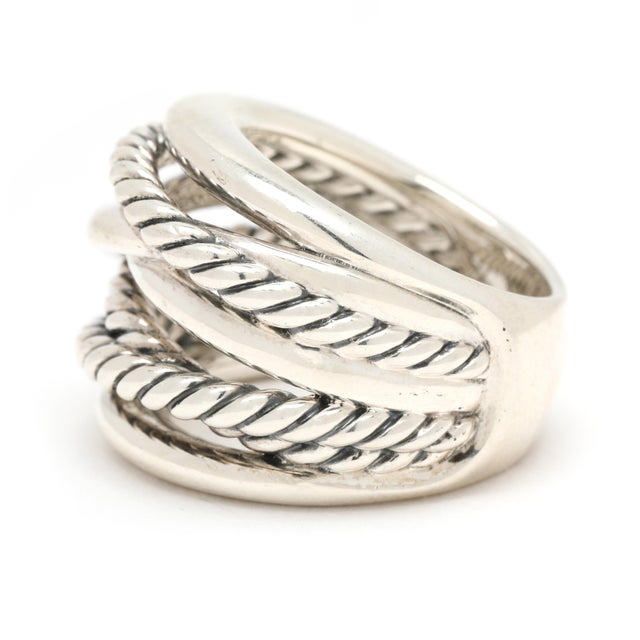 David Yurman Crossover Wide Band Ring, Sterling Silver, Ring Size 6.75 For Sale - Image 4 of 6
