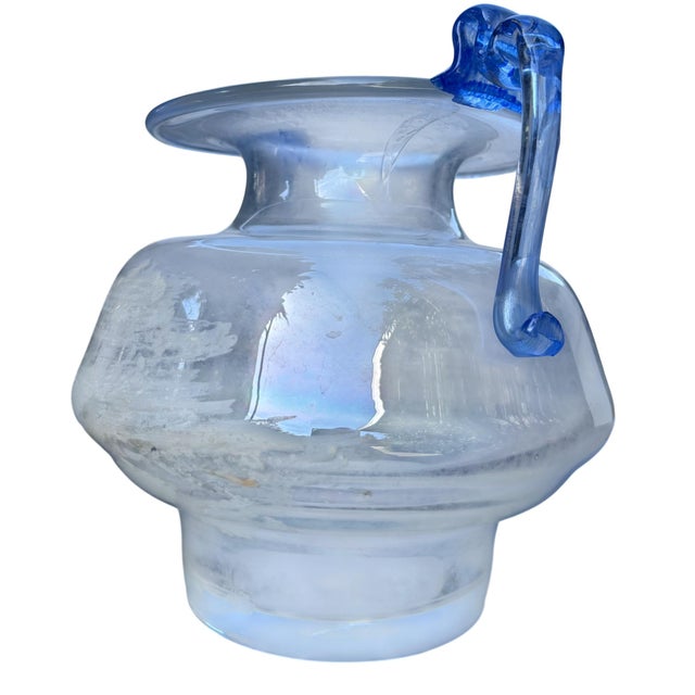 1950s Murano Scavo Glass Amphora Vase With Cobalt Blue Handles For Sale - Image 5 of 17