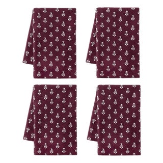 Erin Gates x Kassatex Lola Block Print Ditz Printed Napkins, Set of 4 For Sale