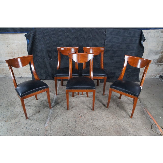Late 20th Century Italian Fiorini Biedermeier Style Solid Cherry Klismos Side Dining Chairs- Set of 5 For Sale - Image 11 of 11