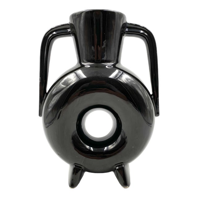 Organic Black Ceramic Vase, France, 1970s For Sale