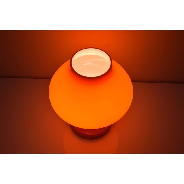 Gold Orange Glass Table Lamp attributed to Valasske Mezirici, 1970s For Sale - Image 8 of 11