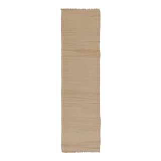 Rug & Kilim's Contemporary Rez Kilim Runner With Brown Striae Design For Sale
