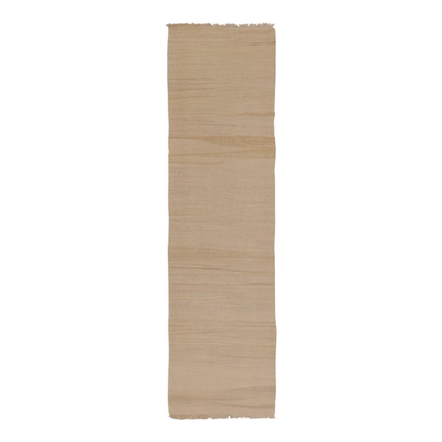 Rug & Kilim's Contemporary Rez Kilim Runner With Brown Striae Design For Sale