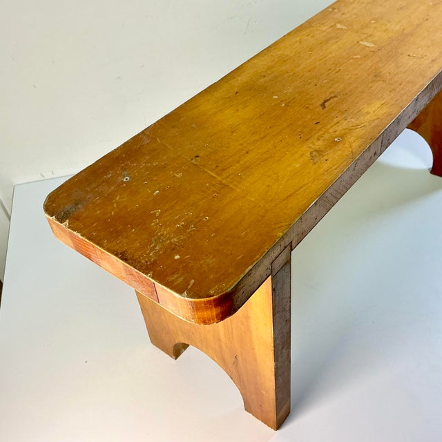 Early 20th C French Country Farmhouse Folk Art Wood Bench For Sale - Image 6 of 14