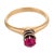 Contemporary Vintage Architectural Synthetic Ruby 14k Yellow Gold Solitaire Ring, Size 7.5 For Sale - Image 3 of 5