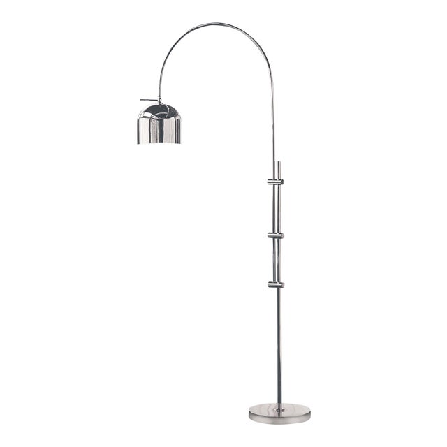 Regina Andrew Arc Floor Lamp With Metal Shade in Polished Nickel For Sale