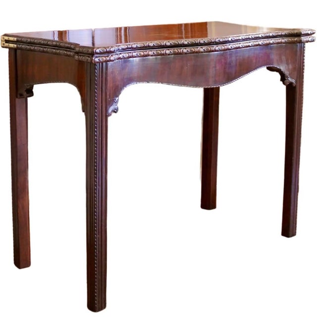 Georgian Serpentine Mahogany Game Table With Carved Rosette Edge For Sale - Image 14 of 14