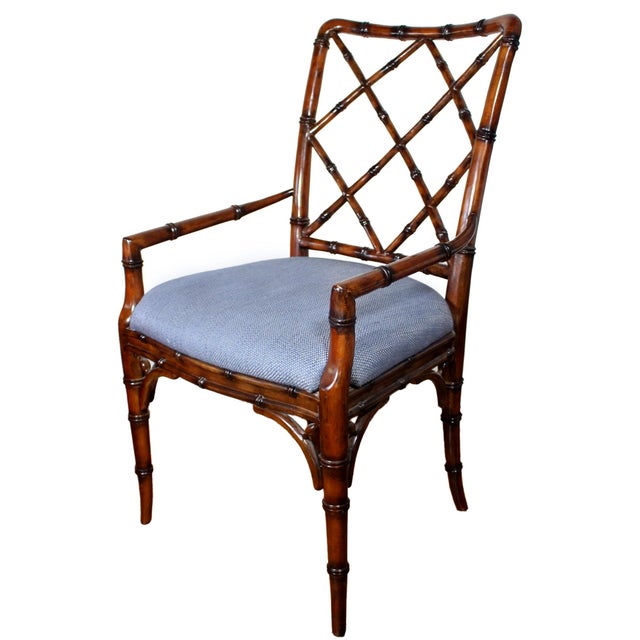 Set of Four Baker Fretwork Chinese Chippendale Faux Bamboo Dining