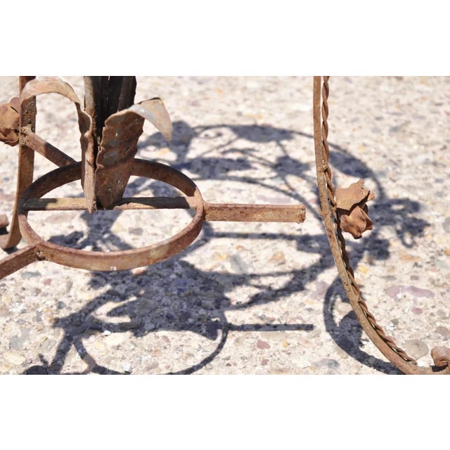 Brown Vintage French Art Nouveau Wrought Iron Leaf Vine Garden Planter Pot Plant Stand For Sale - Image 8 of 12