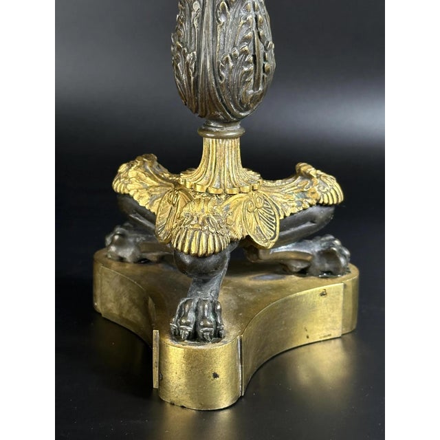 Antique French Empire Gilt and Patinated Bronze Candleholder, 1800s For Sale - Image 6 of 8