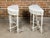 A pair of French Louis XVI style demi-lune console tables from the 19th century with white veined marble tops, carved...