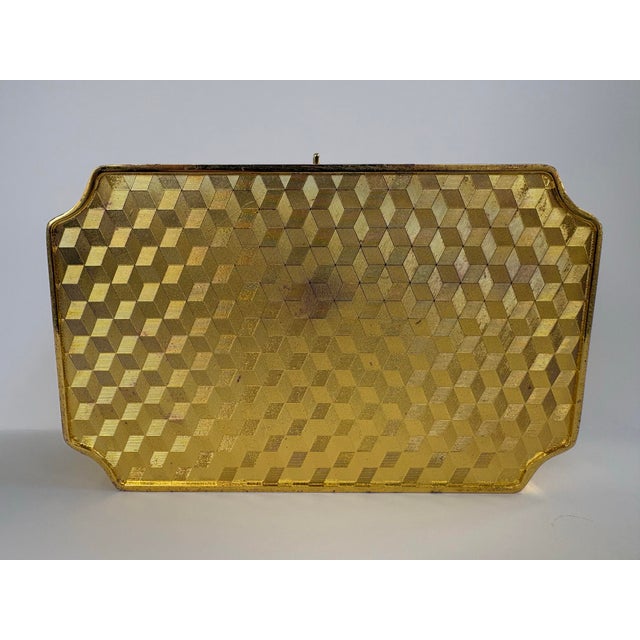 Hollywood Regency Gilt Metal Jewelry Casket With Turquoise Enamel Panels & Velvet Interior For Sale - Image 11 of 11