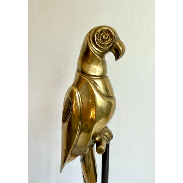 Curtis Jere Mid-20th Century Brass Sculptural Parrot Figure on Stand, 1 of a Pair For Sale - Image 4 of 11