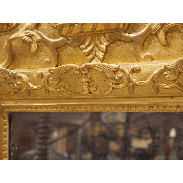 18th Century French Giltwood Mirror Aux Dauphins From Provence, Overall H-30 1/2 For Sale - Image 11 of 18