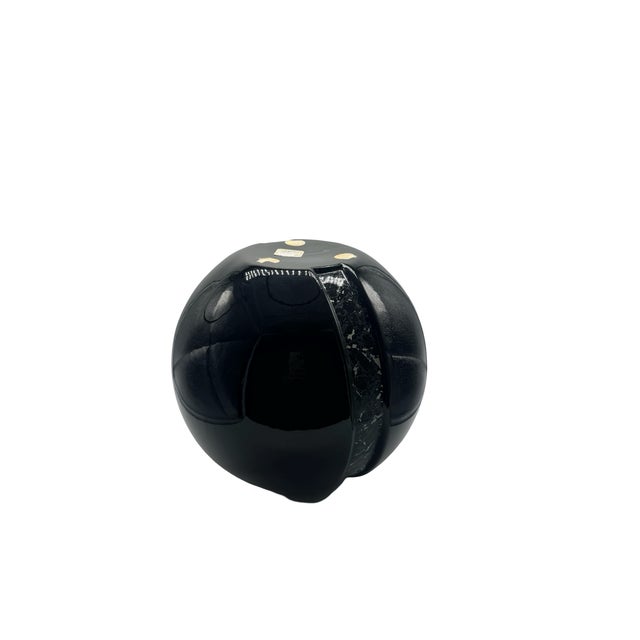 1980s 1985 Postmodern Memphis Era Haeger Black Ceramic Orb Vase - Model 4395 For Sale - Image 5 of 7