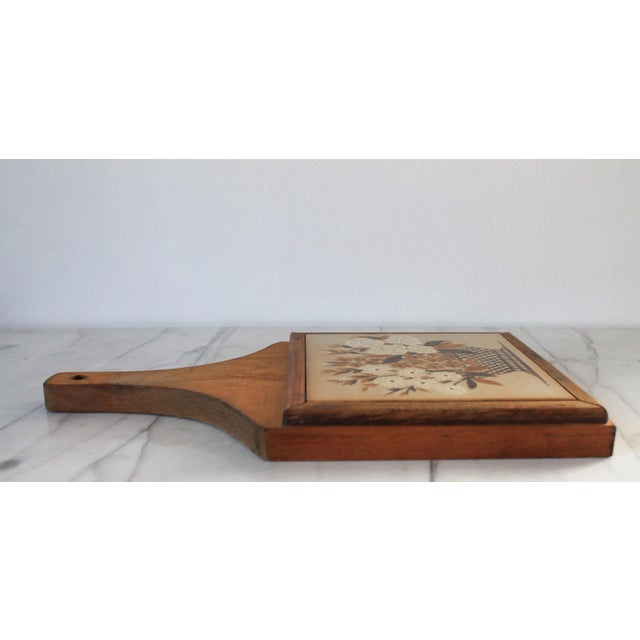 Mid 20th Century Vintage Wood & Tile Cutting Board Trivet For Sale - Image 5 of 6