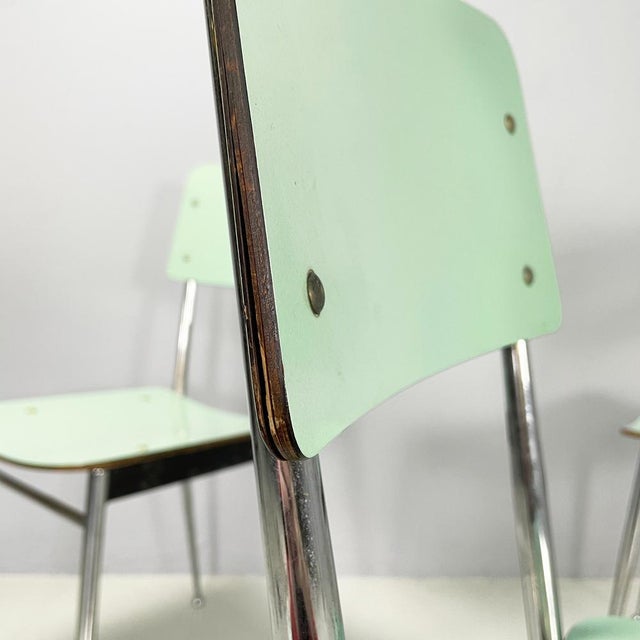 Mid-Century Italian Modern Chairs in Aqua Green Formica and Metal, 1960s, Set of 4 For Sale - Image 6 of 18