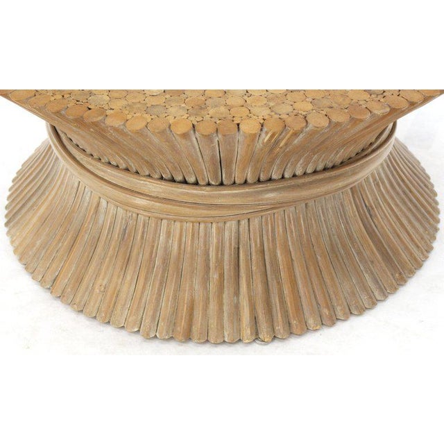 Mid-Century Modern McGuire Round Wheat Bamboo Sheaf Base Coffee Table For Sale - Image 10 of 12