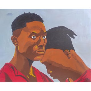 The Confidant, Large Wall Painting, Acrylic on Canvas, Emmanuel Akolo (2021) For Sale