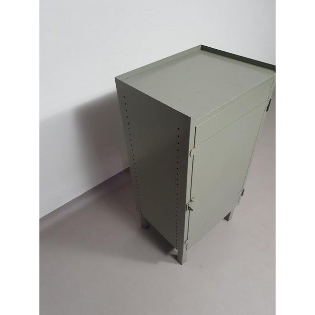 Small Industrial Gray Metal Workshop Cabinet For Sale - Image 5 of 14