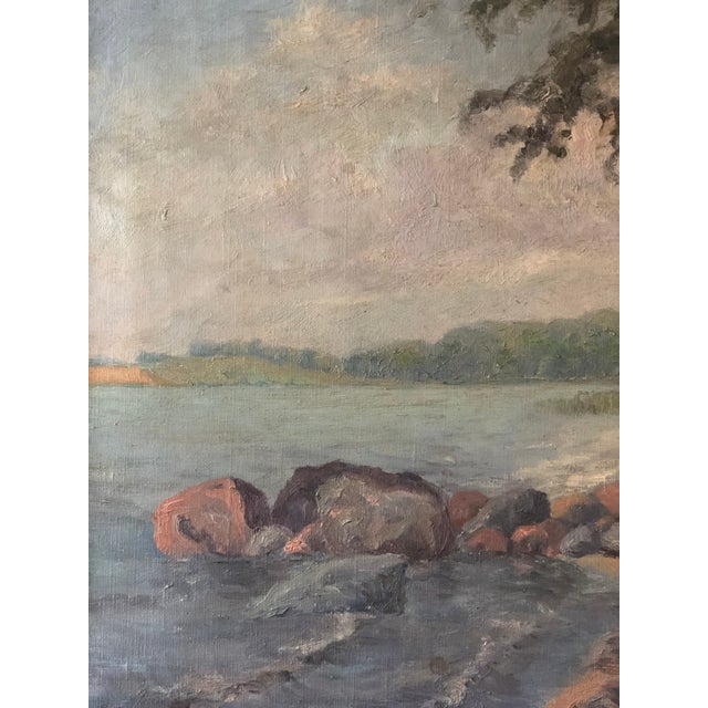 Vintage Original Seascape Oil Painting, Signed Large Coastal Landscape For Sale - Image 6 of 10