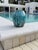 2020s Turquoise Drip Italian Ceramic Vase For Sale - Image 5 of 8