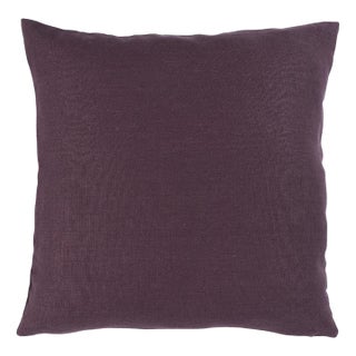 Schumacher Jumi Stonewashed Linen 20" Pillow In Aubergine For Sale
