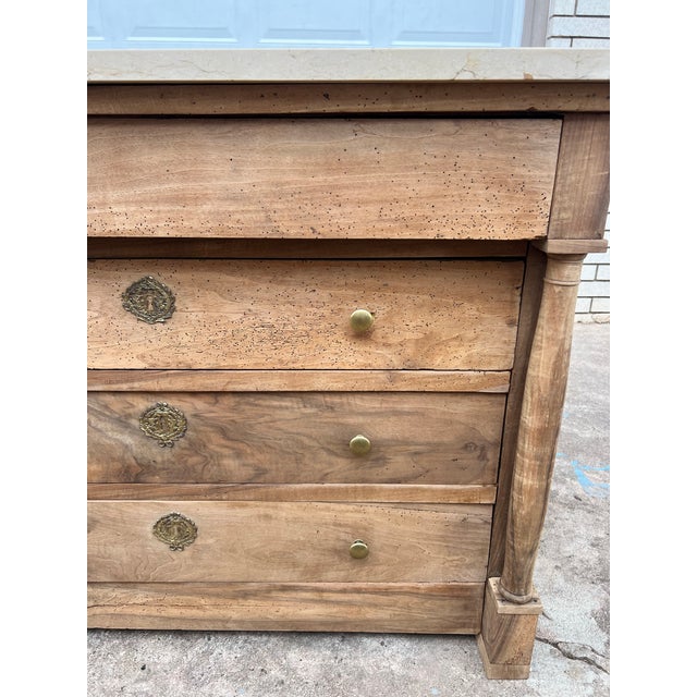 Late 18th Century French 18th Century Empire Bleached Walnut Marble Top Commode For Sale - Image 5 of 12