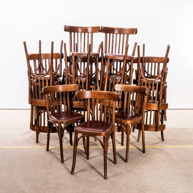 Classic Bistro Red Upholstered Dining Chairs, 1950s For Sale - Image 12 of 12