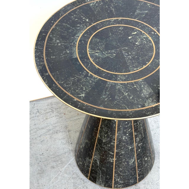 Modern Brass-Inlaid Tessellated Marble Side Table, Attributed to Maitland Smith For Sale - Image 9 of 14