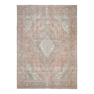 1970s Vintage Persian Handmade Wool Cotton Orange Area Rug For Sale