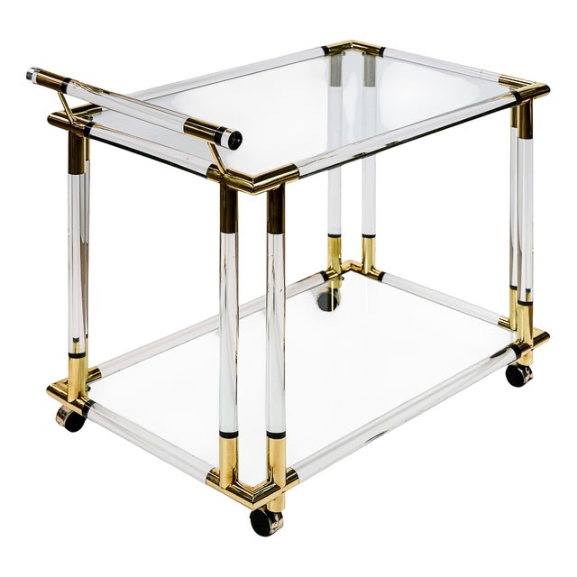 Mid-Century Modern Mid-Century Modern Italian Acrylic Glass Serving Bar Cart, 1980s For Sale - Image 3 of 7