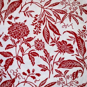 Premier Prints MM Designs Red & White Botanical Floral Leaf Fabric Sample