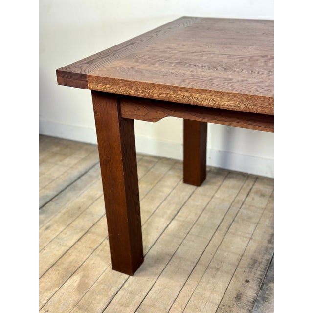 1990s Brutalist Oak Table with 2 Extension Leaves, 1990s For Sale - Image 5 of 13