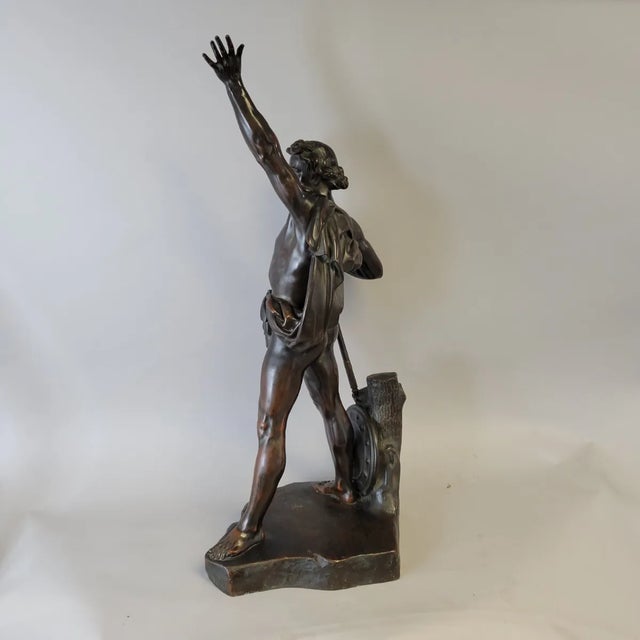 Victorian Elkington & Co. 32" Bronze Warrior King Statue Sculpture, C. 1860–1880 For Sale - Image 16 of 18