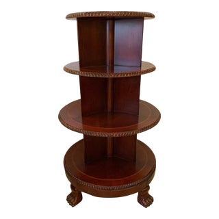 Round Revolving 4-Tier Mahogany Bookshelf For Sale