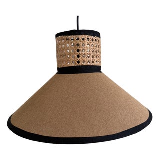 Contemporary Woven Rattan Pendant Light For Sale