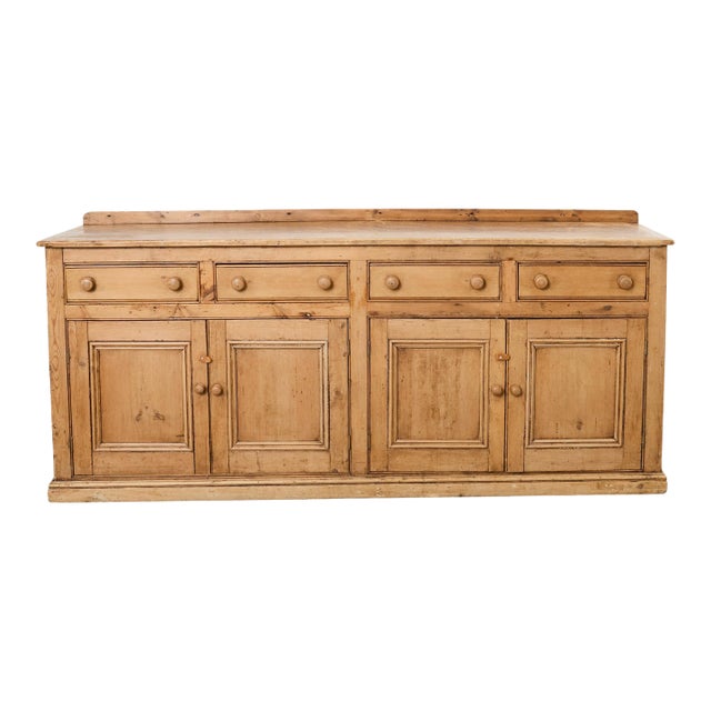 19th Century Country French Provincial Pine Sideboard 7 Ft For Sale