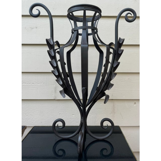 Mediterranean Vintage Greek Revival Urn Shaped Cast Metal Vase For Sale - Image 3 of 8